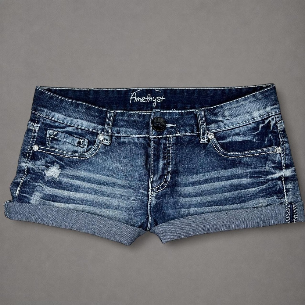 Y2K Amethyst distressed acid wash Denim Shorts